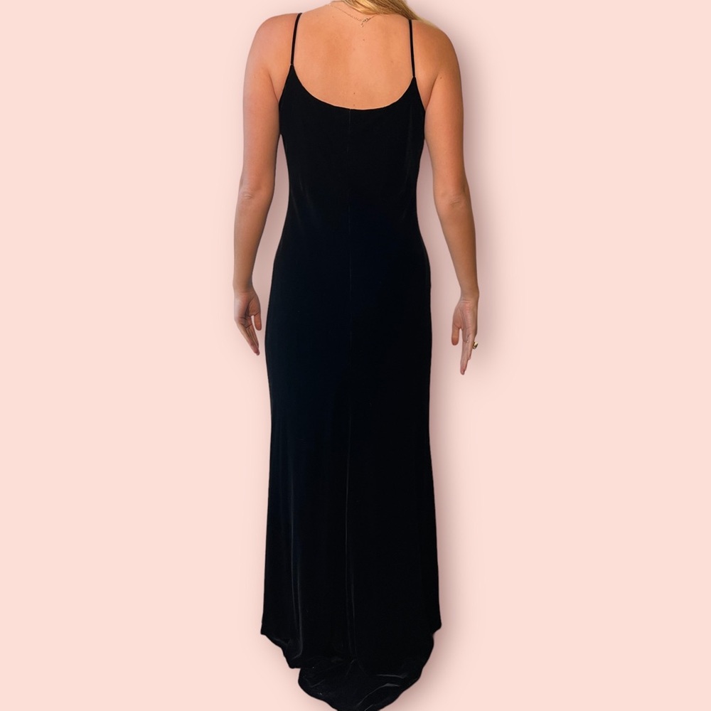 VINTAGE 90’s RALPH LAUREN VELVET GOWN WITH COWL NECK AND BEADED LACE SZ 12 - Picture 2 of 3